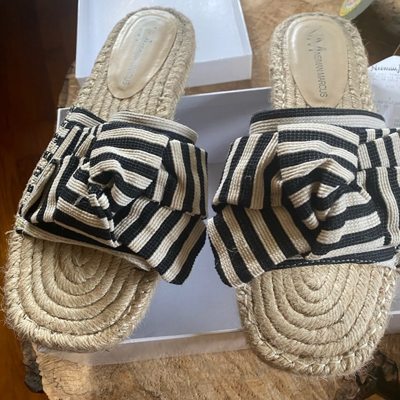 NM Eleora Striped Bow Espadrilles Slides used - Picture 2 of 6